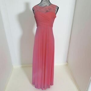 David's Bridal Pink Ruched Illusion Gown